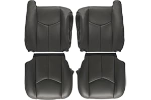 GXARTS Driver and Passenger Side Bottom and Top Lean Back Replacement Leather Seat Cover Dark Gray #692 or 69i Fit for Chevy Silverado Avalanche Tahoe Suburban GMC Sierra Yukon XL 2003 2004 2005 2006