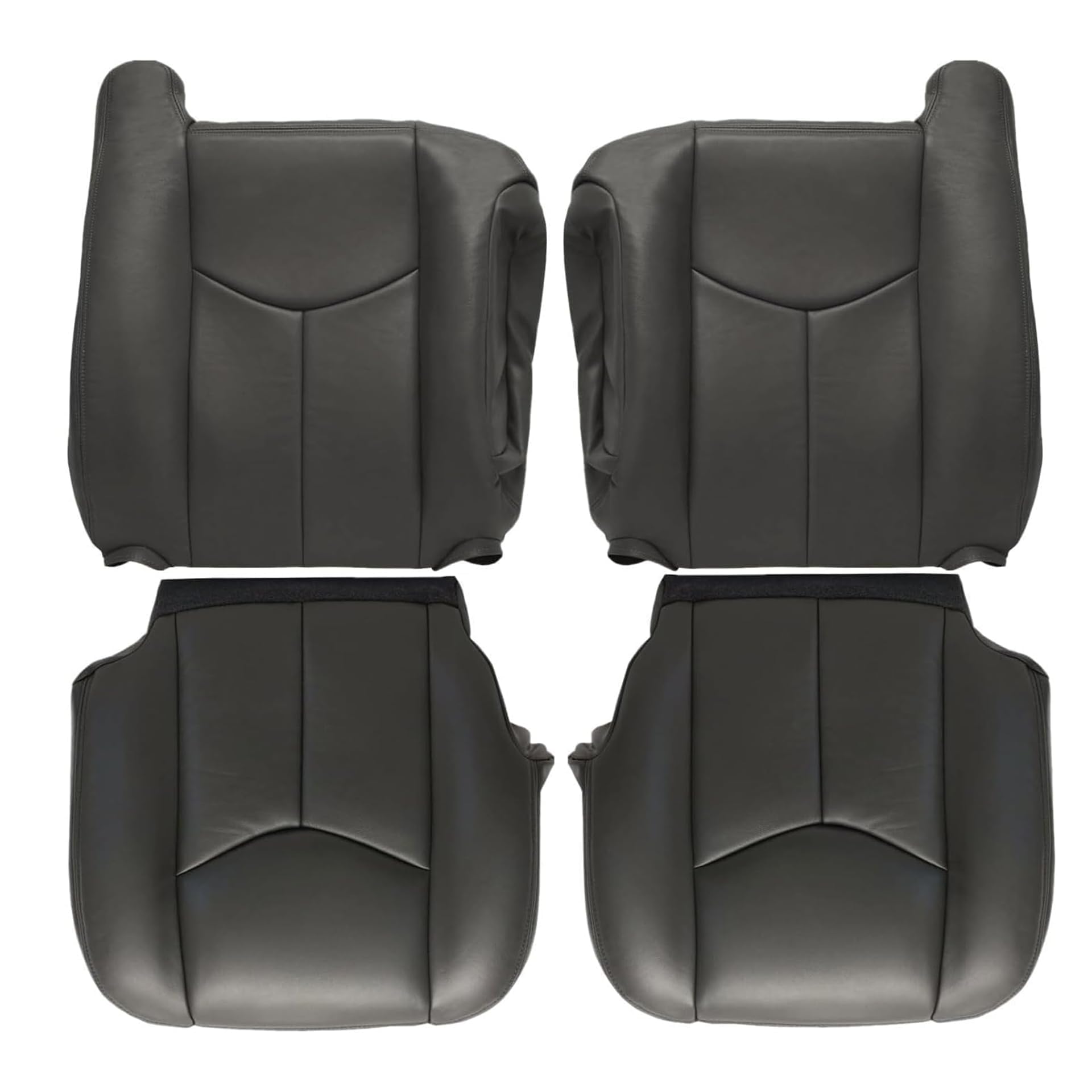 Photo 1 of GXARTS Driver and Passenger Side Bottom and Top Lean Back Replacement Leather Seat Cover Dark Gray #692 or 69i Fit for Chevy Silverado Avalanche Tahoe Suburban GMC Sierra Yukon XL 2003 2004 2005 2006