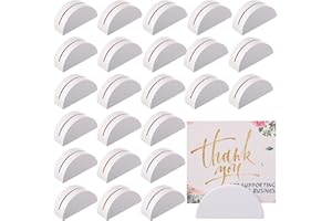 Colingmill 24 Pcs White Table Number Stands Wooden Small Size Lightweight Table Name Holder Semicircular Design Place Cardholders Office Tag Photo Menu Wedding Banquet Birthday Party Restaurant
