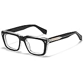 JOLLYNOVA Sutton Retro Rectangle Acetate Thick Glasses Frame Prescription Optical Eyewear for Women Men 53-21-148mm