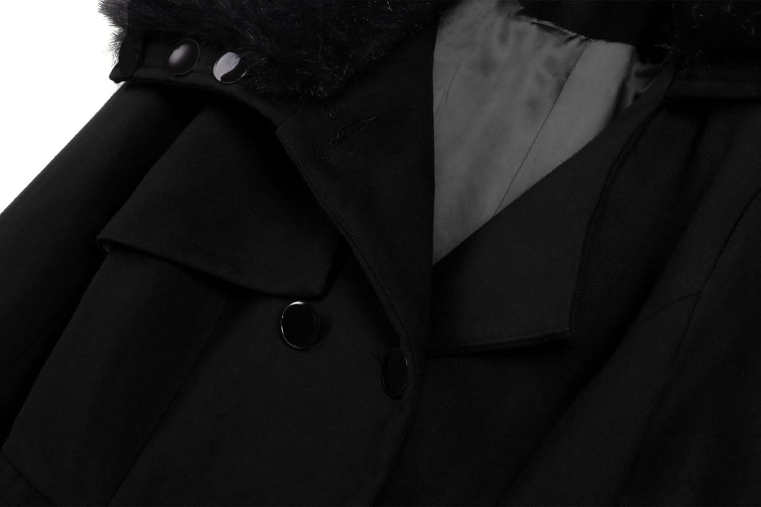 Zeagoo Women's Fashion Faux Fur Lapel Double-Breasted Thick Wool Trench Coat Jacket at  Women’s Clothing store