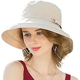 SOMALER Womens Cotton Wide Brim Sun Hats UPF50+ UV Packable Beach Hat Summer Bucket Cap for Travel