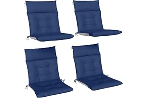 Outsunny Patio Chair Cushions Set of 4, Waterproof Lounge Chair Cushions with Ties, Non-Slip Replacement Seat Pads for Indoor
