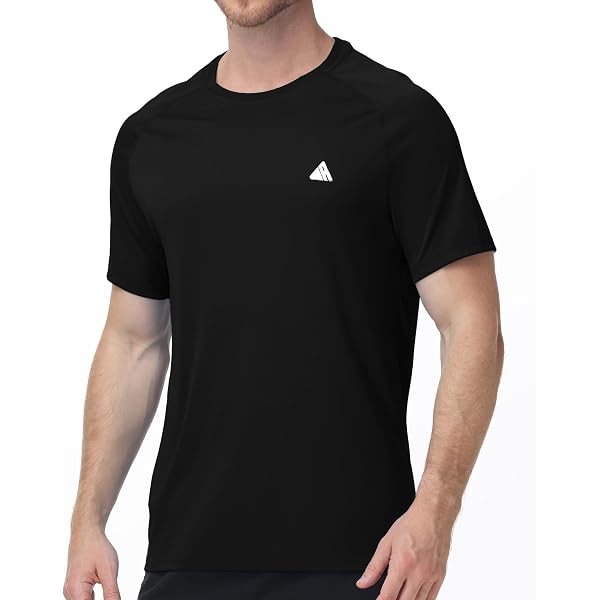 Isnowood UPF 50+ Men's Short Sleeve Swim Shirt, Sun Protection Rash Guard, Quick Dry Athletic Beach Shirt