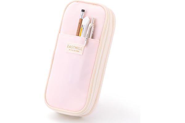 EASTHILL Big Capacity Pencil Case Large Pencil Pouch Stationery Pen Bag for Teen Girls-Pink