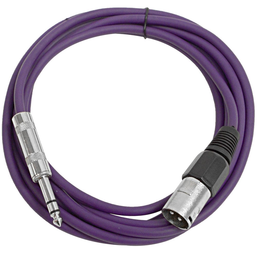Seismic Audio - SATRXL-M10 - Purple 10' XLR Male to 1/4" TRS Patch Cable — image 1