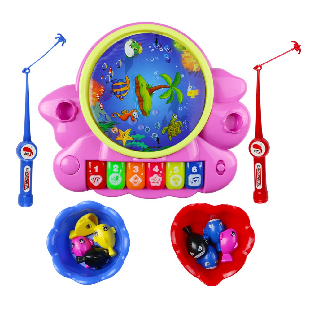 Giochi di Pesca Musicali Animali Giocattolo Tamburo Pianoforte Whac-A-Mole 6 in 1 Multifunzione Giocattoli per Bambini 3+