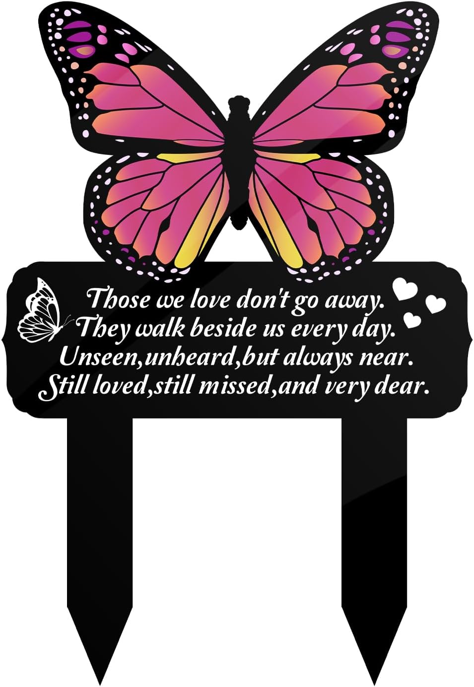 Decorative Garden Stakes - Memorial Stake Markers for Cemetery Grave Sympathy Acrylic Butterfly Plaque for Outdoors Yard Garden Decoration Still Loved Missed Dear