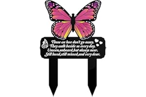 YANGMICS DIRECT Memorial Stake Markers for Cemetery Grave Sympathy Acrylic Butterfly Plaque for Outdoors Yard Garden Decoration Still Loved Missed Dear