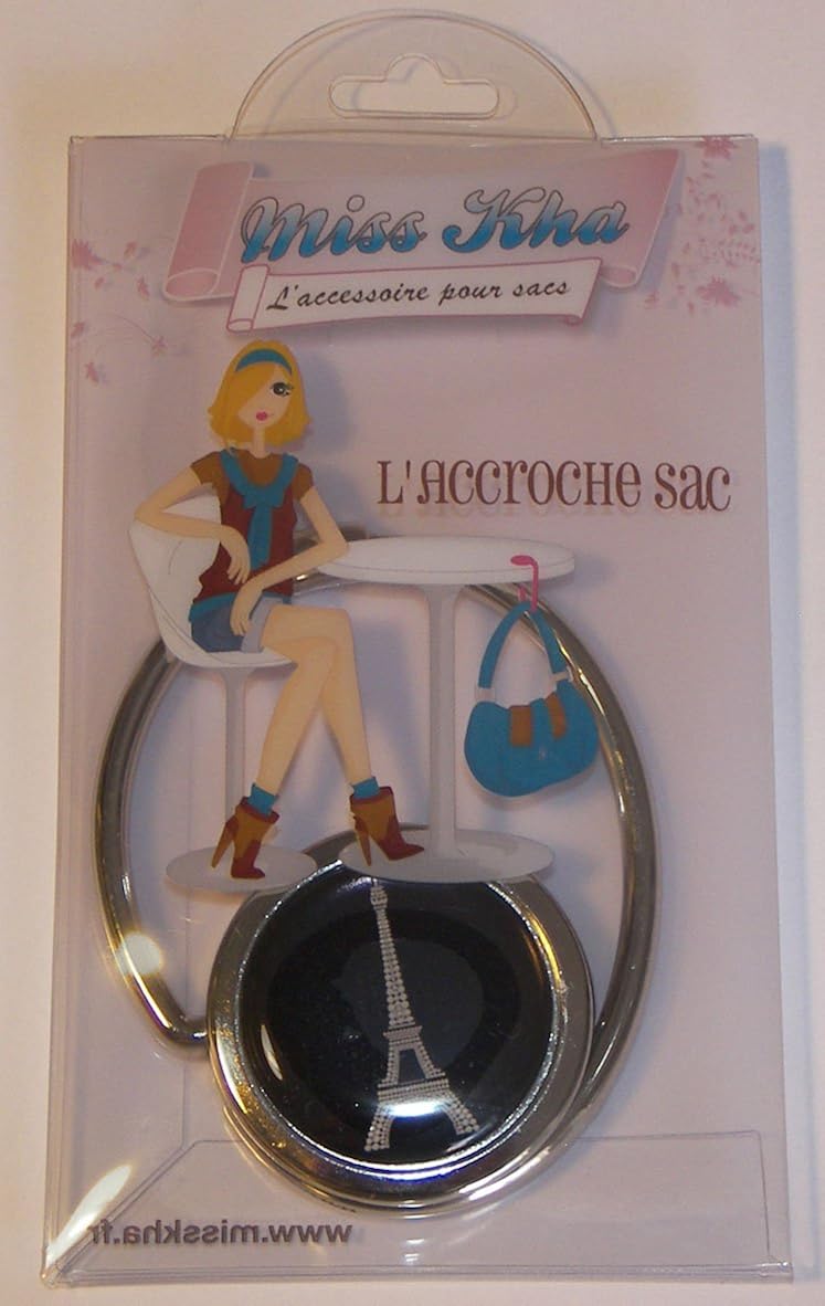 Miss Kha Eiffel Tower Foldable Purse Hook, Black, Black, White - Image 5