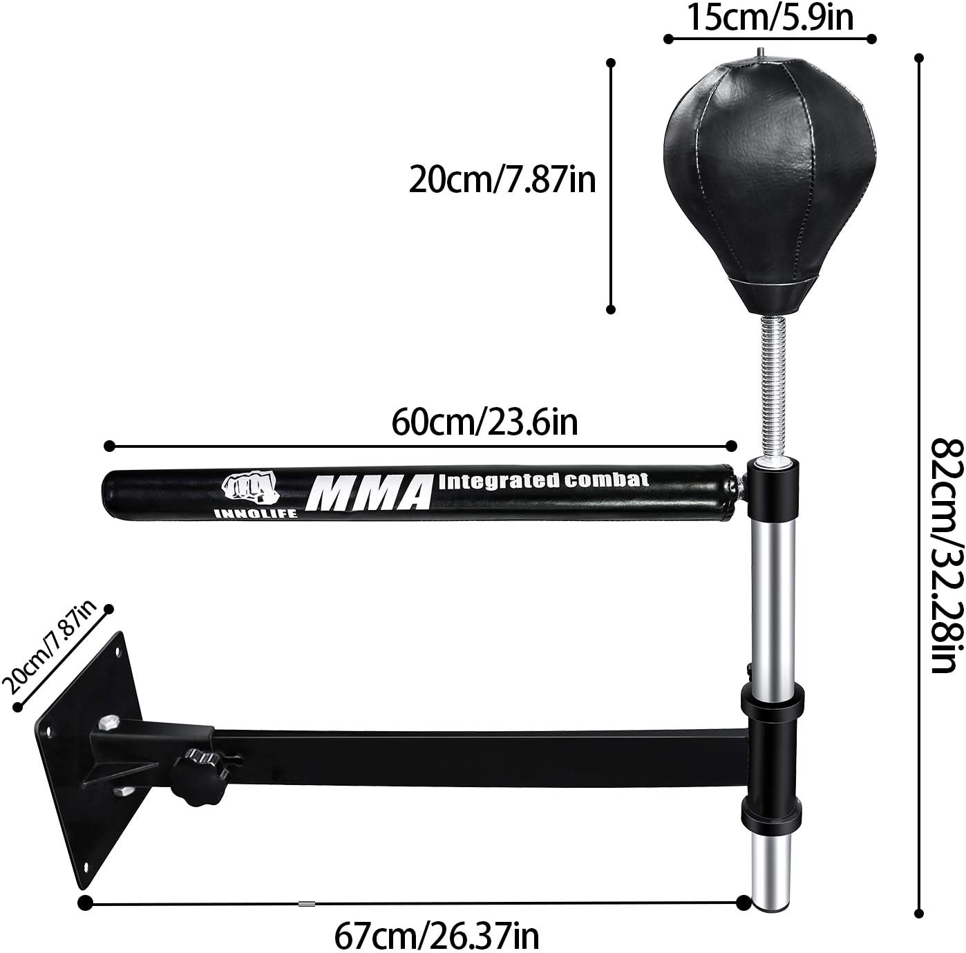 INNOLIFE Wall Mount MMA Boxing Speed Trainer Punching Spinning Bar with Punching Ball : Sports & Outdoors