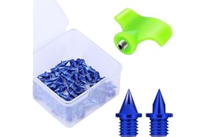 Lejof Carbon Steel Track Spikes, 50 Pcs 1/4 Inch Lighter Weight Spikes for Track, 0.47 Grams Spikes with Spike Wrench, Replacement Spikes for Track and Field Sprinting or Cross Country