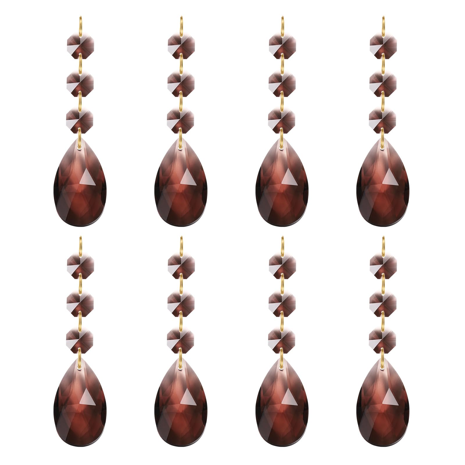PATIKIL Teardrop Crystal Chandelier, 8 Pack 100mm Length Prisms Part Dark Brown