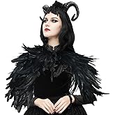 HOMELEX Feather Shawl for Women - Crow Feathers Collar Halloween Swan Cape Witch Costume Accessories
