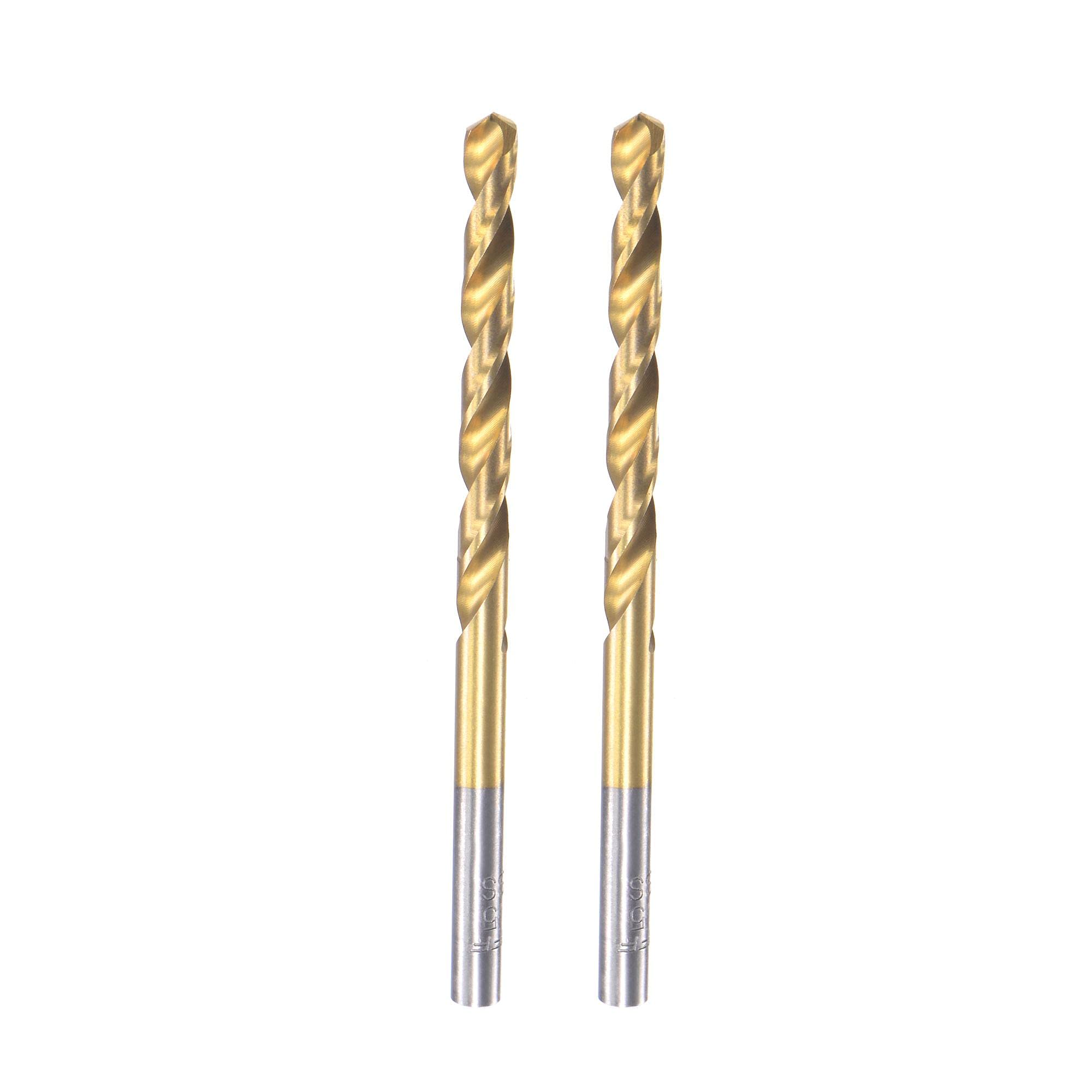 sourcing map High Speed Steel Straight Shank Twist Drill Bit Fully Ground Titanium Coated 4.5mm Drill Diameter 80mm Total Length 40mm Drill Bit Length 2 Pcs
