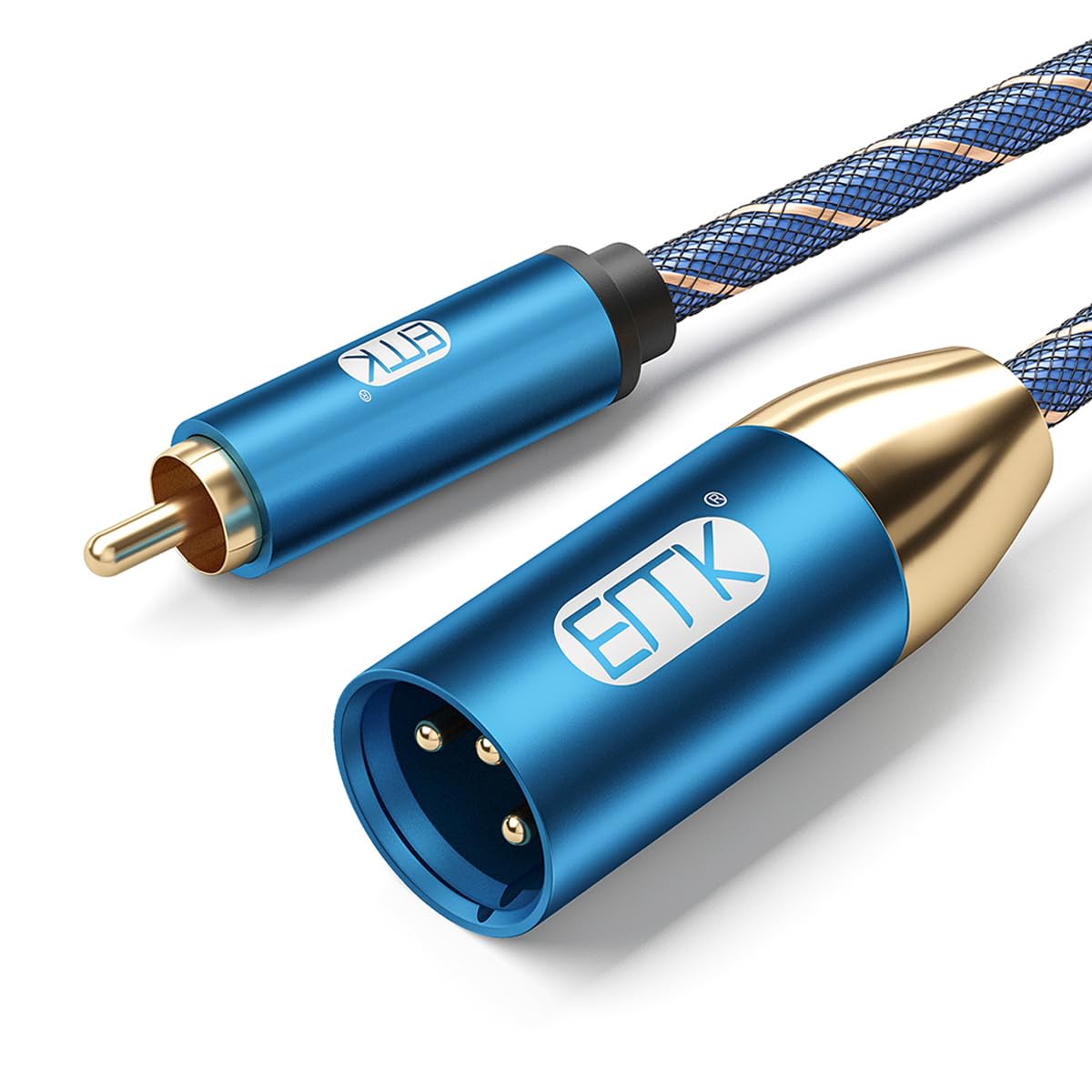 EMK XLR to RCA Cables Microphone Lead Subwoofer Cable Male to Male Mic Cords Coaxial Audio Cable MIC to XLR Adapter for DVD, Speaker, TV, Mixer, Amplifier (M-3m)