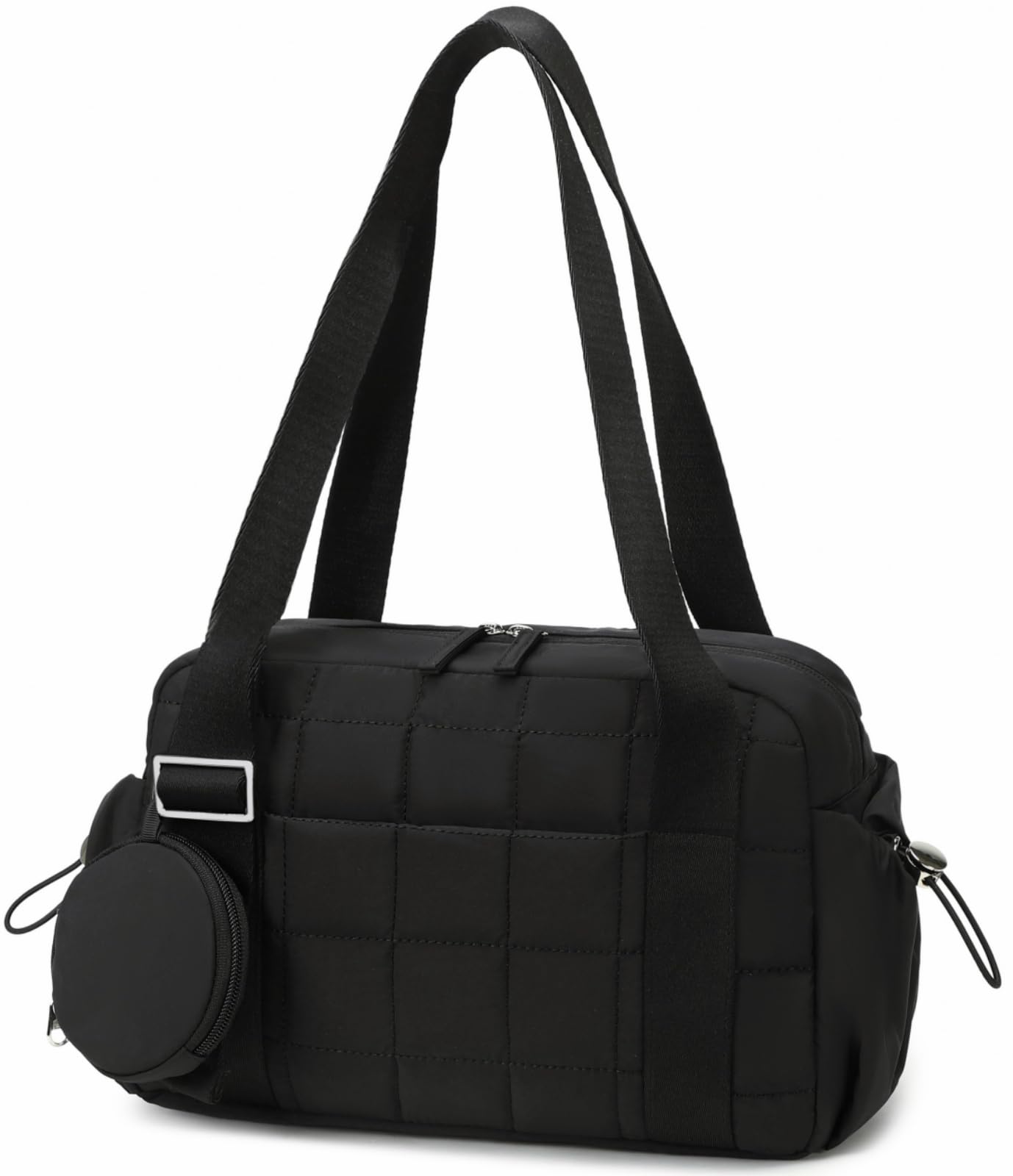 Photo 1 of CAMTOP Mini Gym Bag for Women Girls, Small Gym Tote Bag Puffy Quilted Sports Duffel Bag with Wet Compartment and Coin Purse Duffel Bags Dance Yoga Workout Bag (Black)