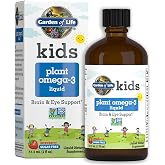 Garden of Life Kids Plant Omega-3 Liquid Supplement, Strawberry, 2 Fl Oz | For Brain Health, Eye Support and Development - Plant Based Liquid Vitamin for Children, Non-GMO, Sugar Free, Vegan