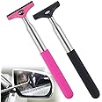 Side Mirror Squeegee, 2 PCS Car Mirror Squeegee, Retractable Car Rearview Mirror Wiper for All Vehicles, Universal Automotive Accessories(Black/Pink)