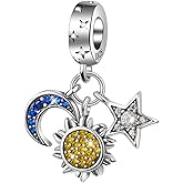 dazlily Sun Star Moon Charm 925 Sterling Silver Charms for Bracelets Necklaces Valentine's Day Gift Birthday Gift