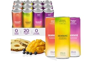 DRINK YOUR MEDITATION Moment Adaptogen Drink (Shark Tank) | NON-CARBONATED Non Alcoholic Drinks | Mocktails | L-Theanine & Ashwagandha for Calm & Clarity | 0 Added Sugar, 0 Caffeine | 12-pack