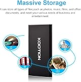 KOOTION External Hard Drive 250 GB Portable SSD USB C Read 500 MB/s Black view 9