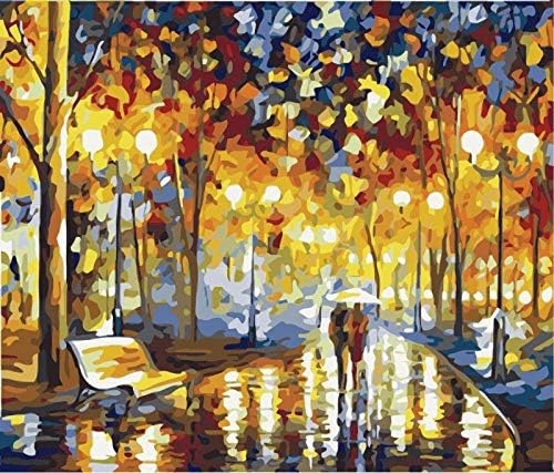 DIY Paint by Number Kits On Canvas, Oil Painting by Numbers for Adults Beginner with Brushes and Acrylic Pigment, 16x20inch (40 x 50 cm, Couples Under The Umbrella)