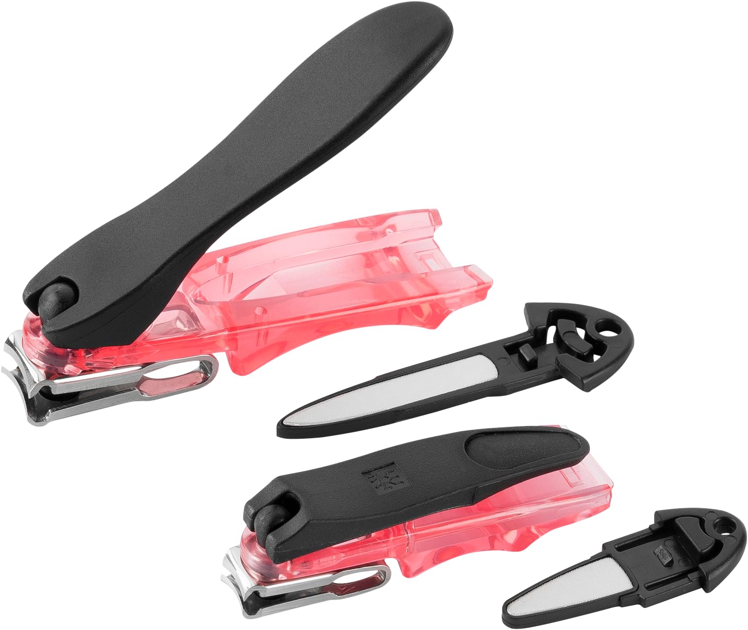 ZWILLING Nail Clipper Set (2 piece with slightly curved cutting edge and integrated nail file, extra sharp in 80 mm and 100 mm), Red