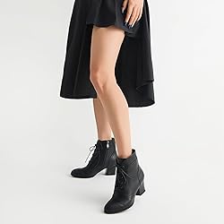 Pixoecuty Black Short Ankle Boots Lace Up Booties