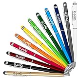 Stylus, DHTS 12 Pcs 2 in 1 Universal Touch Screens Stylus Pen & Ballpoint Pen for Universal Touch Screens Devices, iPhone 6 Plus, iPad, Tablets, Samsung Galaxy, 12 Color