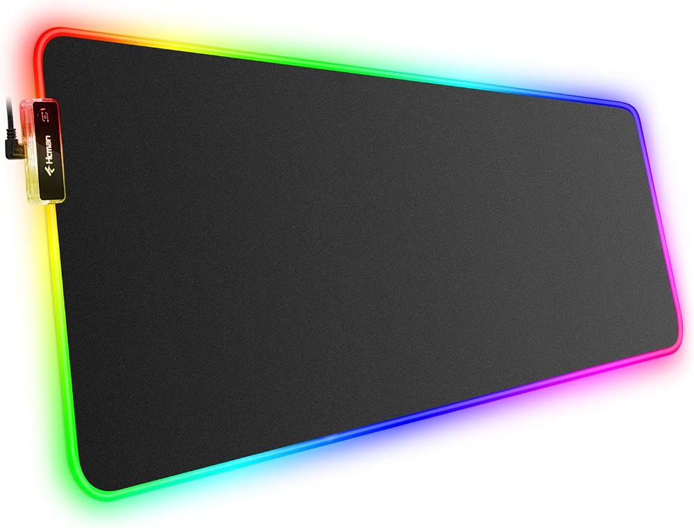Hcman RGB Gaming Mouse Pad Large 800x300x4mm XXXL Non-Slip Base Black