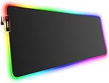 Hcman RGB Gaming Mouse Pad Large 800x300x4mm XXXL Non-Slip Base Black