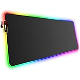 Hcman RGB Gaming Mouse Pad, Large Mousepad with Led Light, PC Gaming Accessories Black Keyboard Pad for Desk, Non-Slip Rubber Base XXL Big Mouse Mat for Gamer Boy Men Gift (31.5 X 12 Inch)
