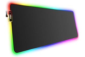 Hcman RGB Gaming Mouse Pad, Large Mousepad with Led Light, PC Gaming Accessories Black Keyboard Pad for Desk, Non-Slip Rubber Base XXL Big Mouse Mat for Gamer Boy Men Gift (31.5 X 12 Inch)