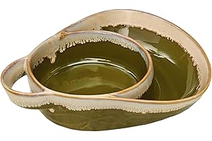 Soup and Sandwich Plate Combo, Ceramic Retro Stoneware Set with Handle & Side Bowls, Easy Clean for Personalized Breakfast(Ar