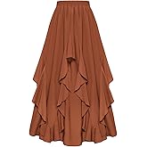 SCARLET DARKNESS Long Skirts for Women 2026 Ruffled Chiffon Flowy Renaissance Maxi Skirt