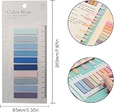Udewo 600 Pcs Sticky Tabs Transparent Morandi Color with Ruler 4.5x1.2cm view 2