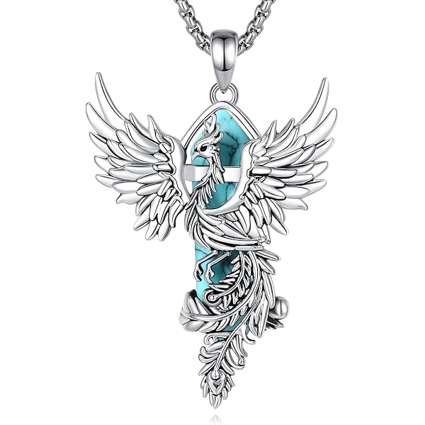 Vito Phoenix Necklace – Silver Plated Copper With Obsidian
