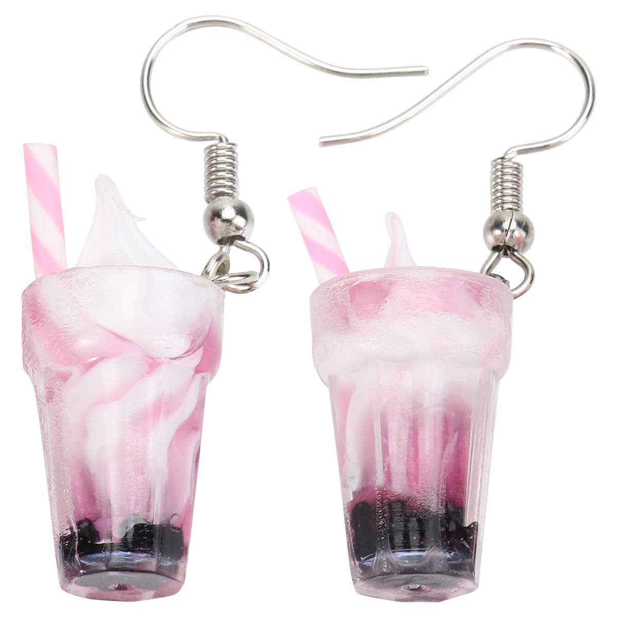 Holibanna 1 Pair Ice Cream Cup Earrings Creative Pearl Milk Tea Cup Dangle Drop Earring Colorful Simulation Glass Bottle Funny Earrings for Girl Jewelry Christmas