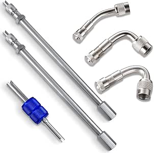 Amazon Com 6 Pack Valve Stem Extenders 6 Straight Metal Dual Wheel Valve Stem Extension Adapter For Rv Tires Truck Motorhome Coach Pickup Motorcycle Bike Trailer 45 90 135 Degree Angled Included Automotive