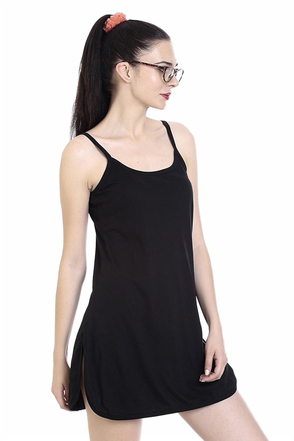 goldstroms womens cotton fabric midi slip - narrow strap