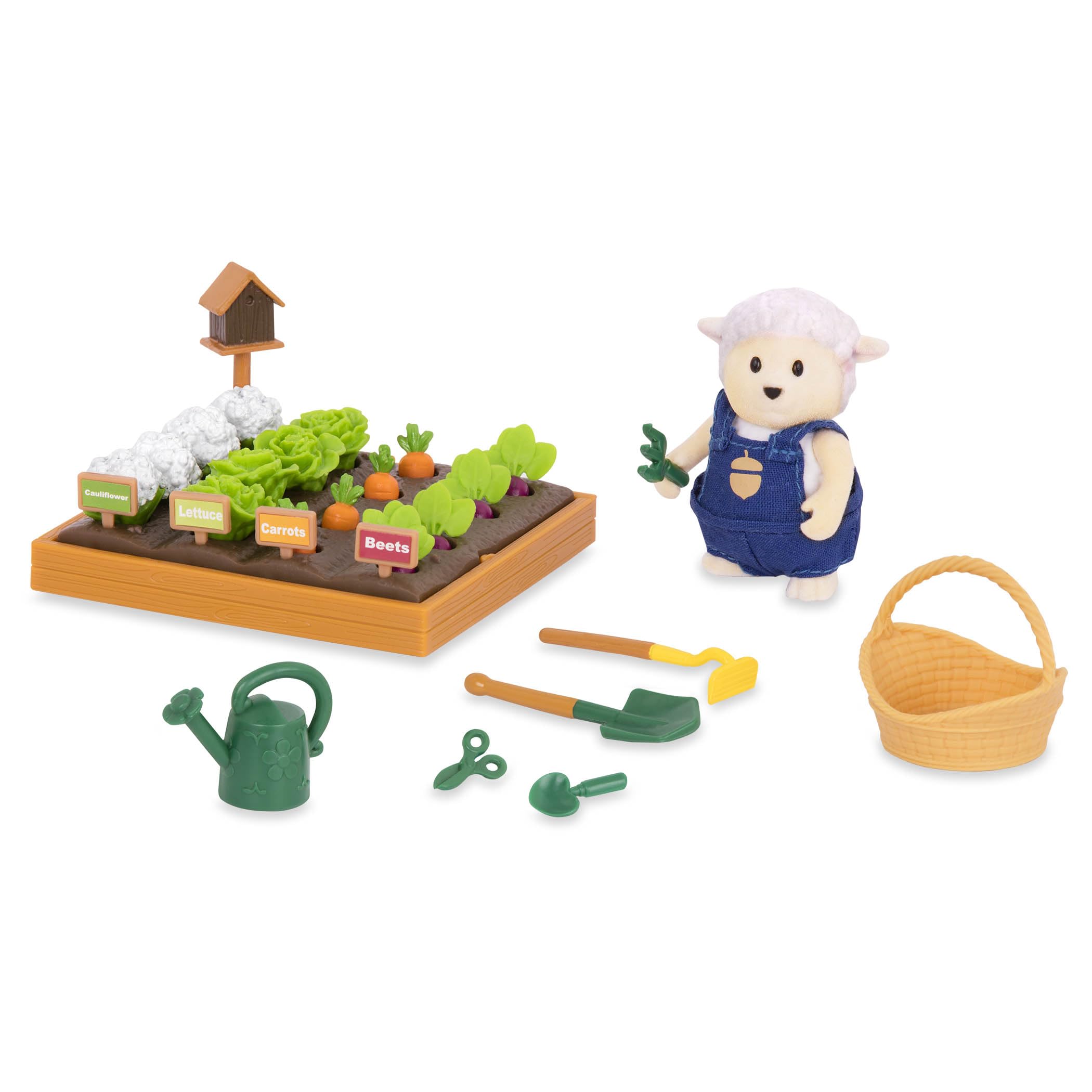 Li'l Woodzeez – 31 Pieces Garden Playset with Sheep Figure – Pretend Play Gardening Tools & Accessories for 3+ Years – Fun Doll Playset for Creative Imaginative Play