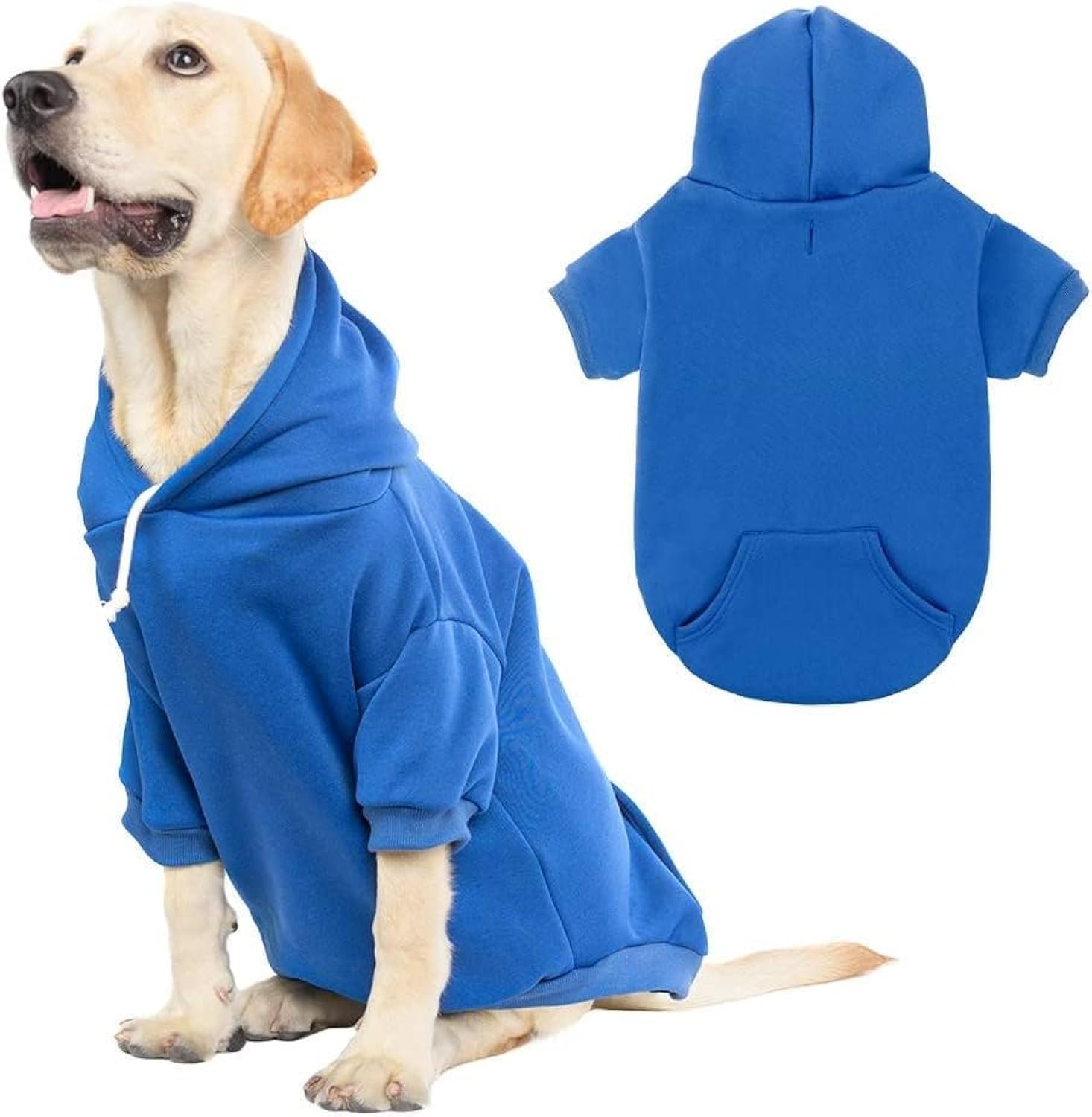 Photo 1 of KOOLTAIL Dog Hoodie for Large Medium Small Dogs,Soft and Warm Pet Sweater with Leash Hole and Pocket Boy Girl,Puppy Fall Winter Jacket Clothes,French Pitbull Cold Weather Coat Sweatshirt,Blue XXL