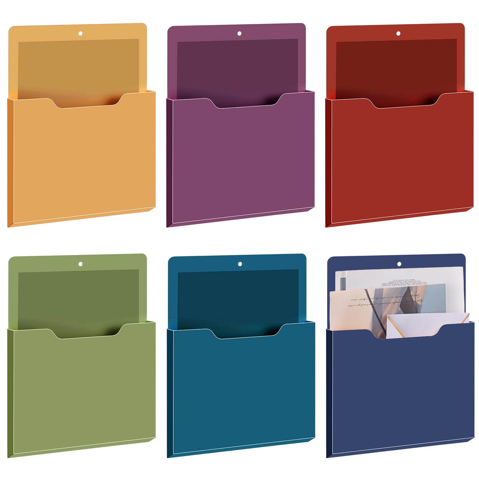 Photo 1 of Fuutreo 6 Pcs Magnetic Wall File Organizer Magnetic Wall File Holder Refrigerator Magazine Holder for Mail Letters Paper(Dark Vintage,10 x 13 Inch,Vertical)