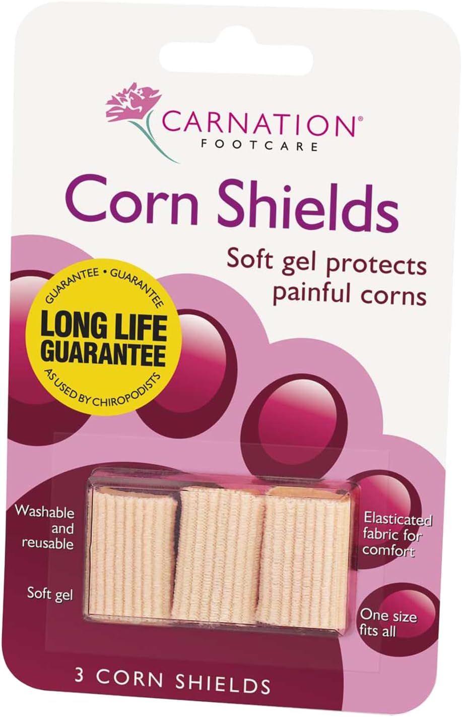 Carnation Footcare Corn Shields Pack of 3 Slim Elasticated Mineral Oil