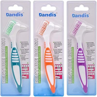 Chargenyang Denture Brush Dual Head 3 Pack Orange Green Purple