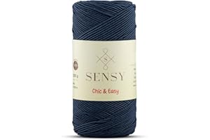 S SENSY Sensy Premium Chic & Easy 1.5mm 218 Yards 50% Cotton 50% Polyester Rope Crochet Bag Cord Crochet Thread (Navy Blue)