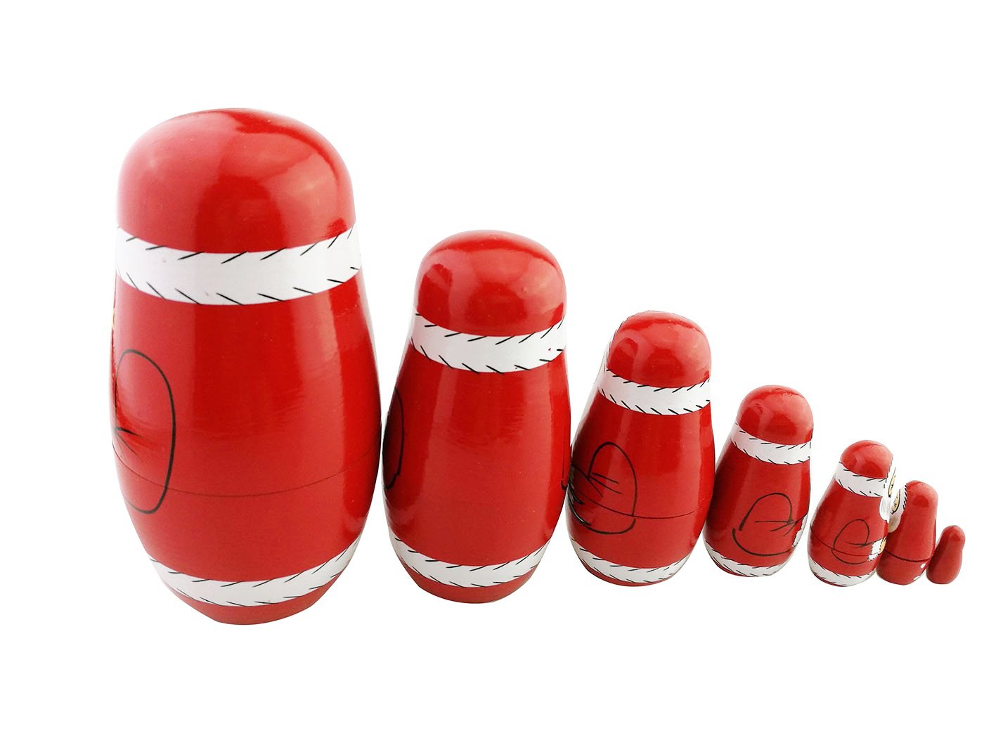 Winterworm Cute Creative Santa Claus's Bringing Kinds of Gifts to You Pattern Handmade Wooden Matryoshka Dolls Russian Nesting Dolls Set 7 Pieces for Kids Toy Birthday Home Decoration