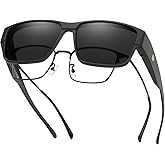 DUCO Polarized Fit Over Sunglasses for Men and Women UV400 Protection Retro Square Wrap Around Shades for Driving Riding 8986