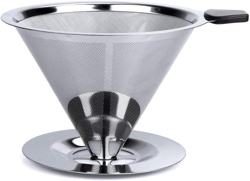 Pour Over Coffee Dripper, Kmeivol Pour Over Coffee Maker, Coffee Pour Over Set, Coffee Dripper with Cup Stand, Stainless Steel Reusable Drip Cone Coffee Filters, Portable Coffee Filter Brewer
